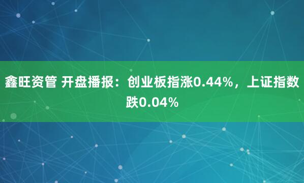 鑫旺资管 开盘播报：创业板指涨0.44%，上证指数跌0.04%
