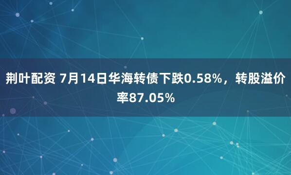 荆叶配资 7月14日华海转债下跌0.58%，转股溢价率87.05%